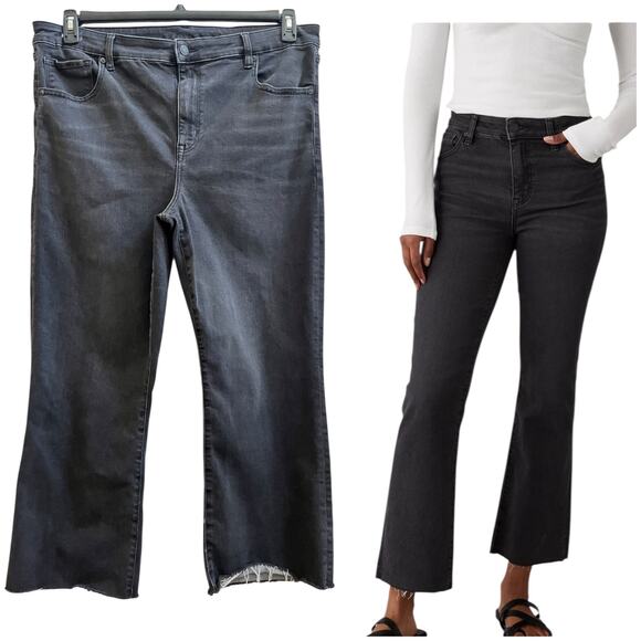 American Eagle Next Level Stretch Black Wash Kick Boot Crop Jean Plus Size 18R - Picture 2 of 12